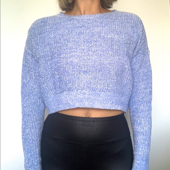 Blue cropped woven sweater - Picture 2 of 4